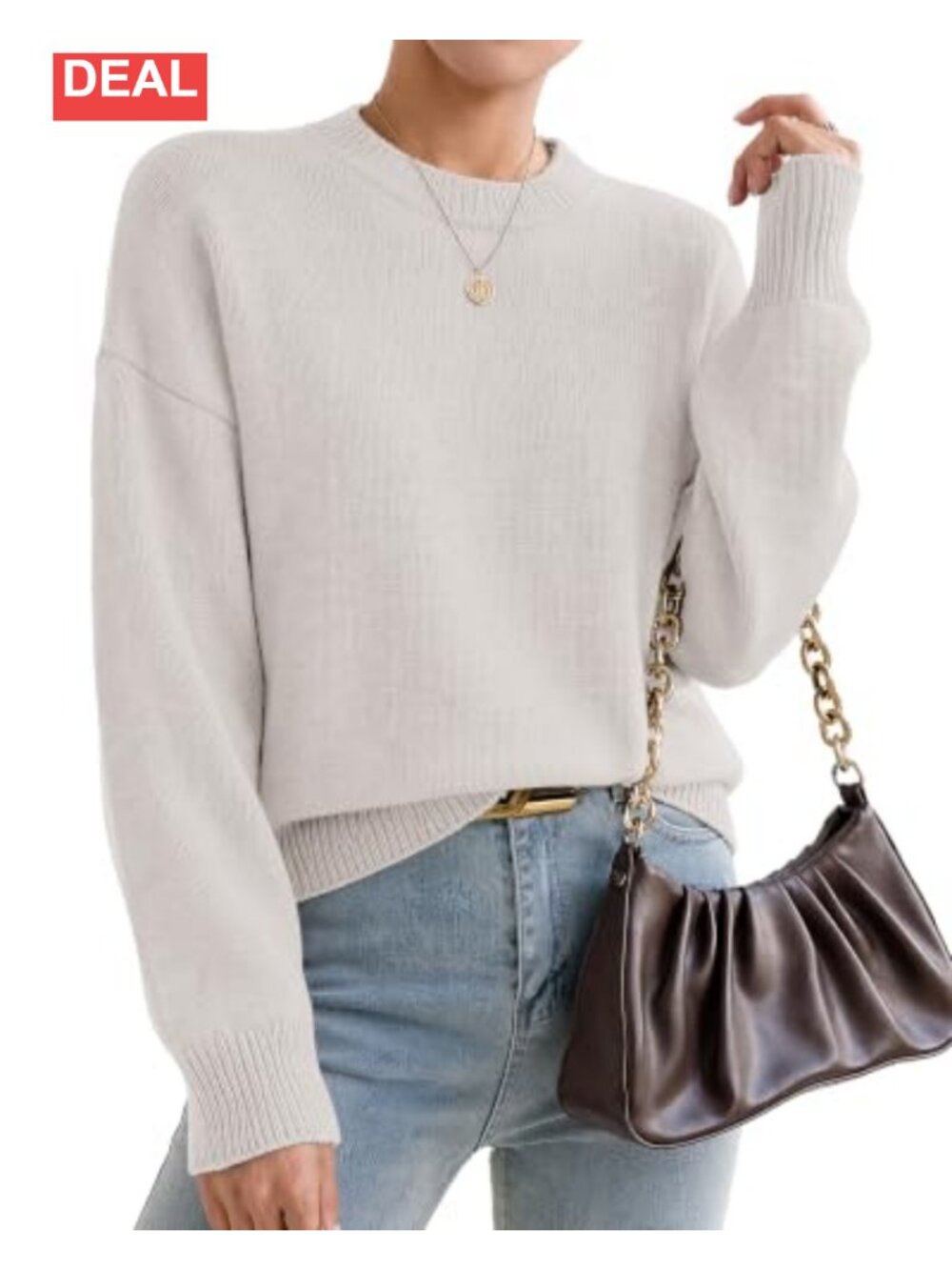Oversized Cashmere Crewneck Pullover Sweater Womens